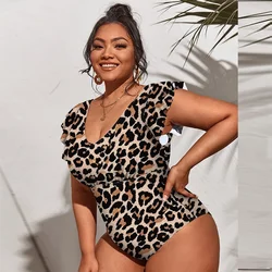 One Piece Swimsuit Women Backless 4XL Plus Size Swimwear Female Thong Monokini Summer Beachwear Bathing Suit Sexy Leopard Print