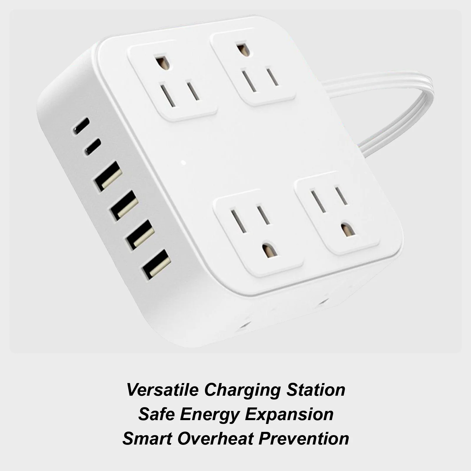 

USB Charging Strip 8 AC Outlets Flat Plug Extender US Standard Socket Strip With Cable For Tablet Computer Laptop Phone Desktop