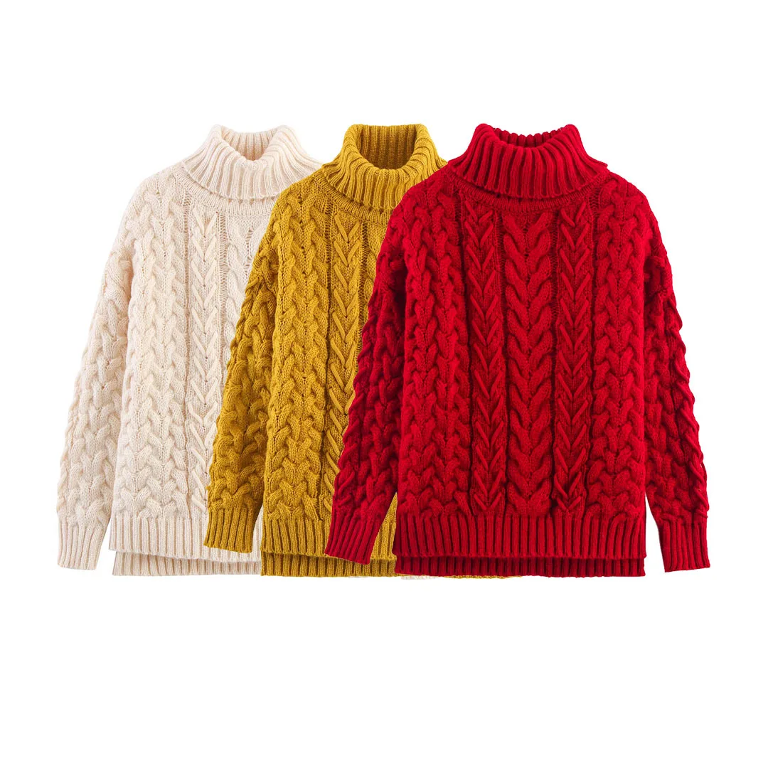 

Autumn Women's Casual Knitted Pullover Sweater Pullover Long Sleeve Knit Turtleneck Sweater Women Long Sleeve Cashmere Female