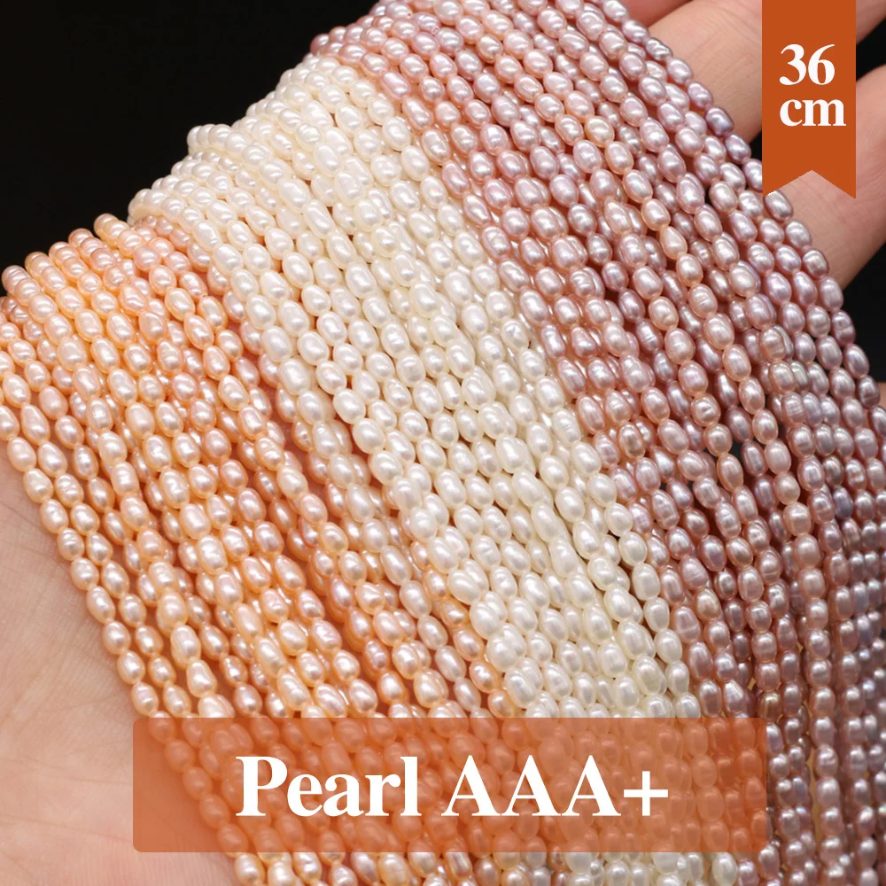 

2.5-3mm Natural Freshwater Pearl Beads Rice Shape AAA Pearl Loose Beaded for Making Jewelry Necklace Bracelets Accessories
