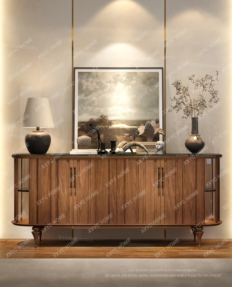 

solid wood entrance entrance cabinet retro style villa living room design tea cabinet marble