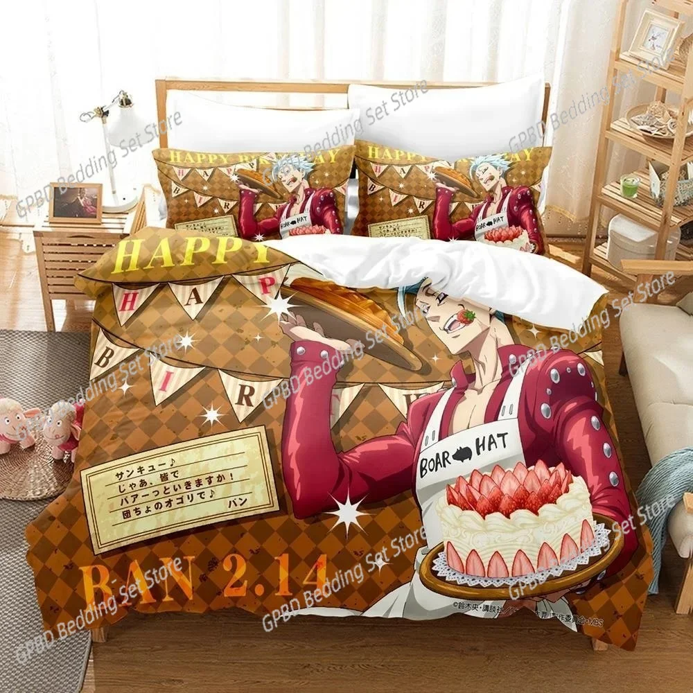 

3D Anime Escanor The Seven Deadly Sins Bedding Set Single Twin Full Queen King Size Bed Set Adult Kid Bedroom Duvetcover Sets