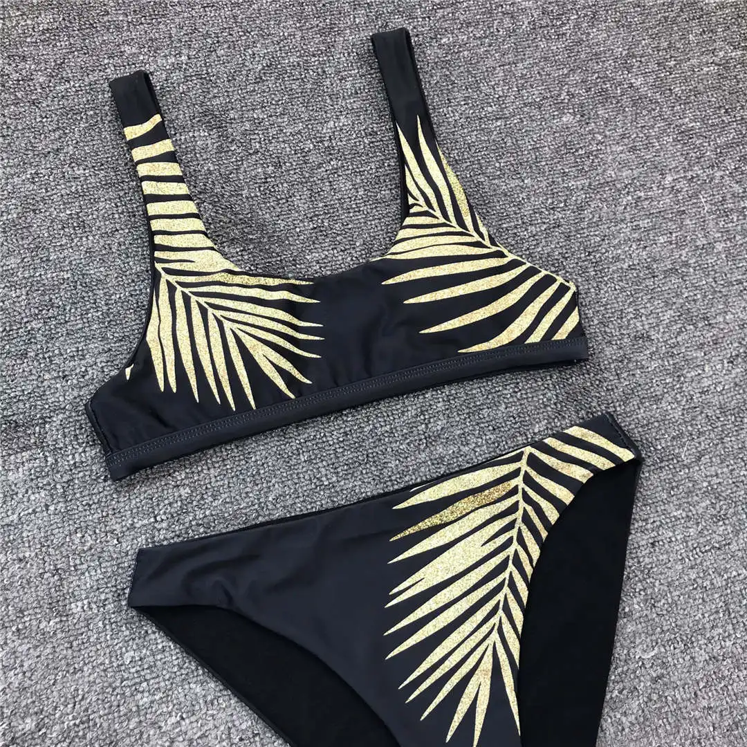 Neuer, verführerischer Badeanzug mit Blättermuster für Damen, hoch geschnittener Bikini, zweiteiliges Bikini-Set, Badebekleidung, Badeanzug, Modell V1795. – Detail 9