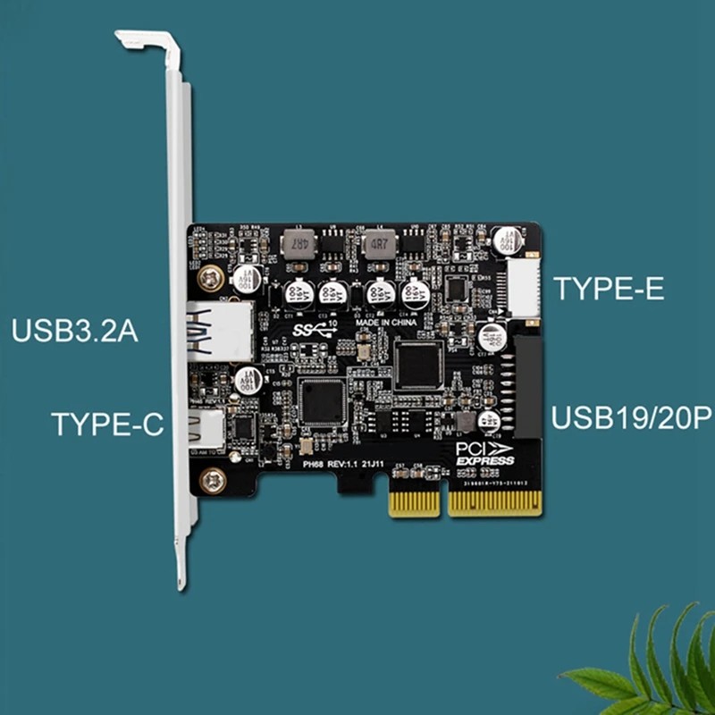 Imagem -03 - para Usb 3.2 a Port Tipo-c Front Tipo-e 19p 20p Full-interface Expansion Card 10 Gbps High-velocidade Adapter Card Pcie3.0