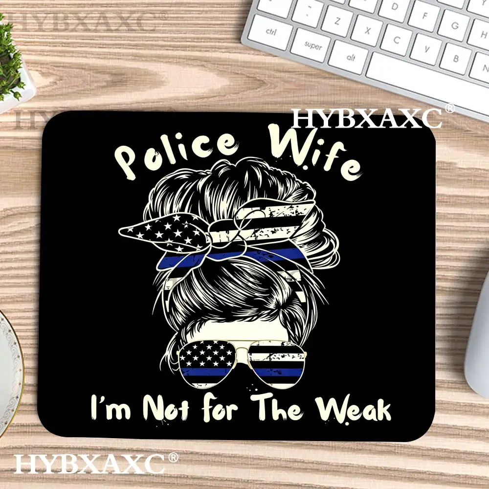 HYBXAXC Police Wife Mouse Pad Thin Blue Line Gift Desk Mat for Office or Home, Modern for Work Setup, Computer Accessories