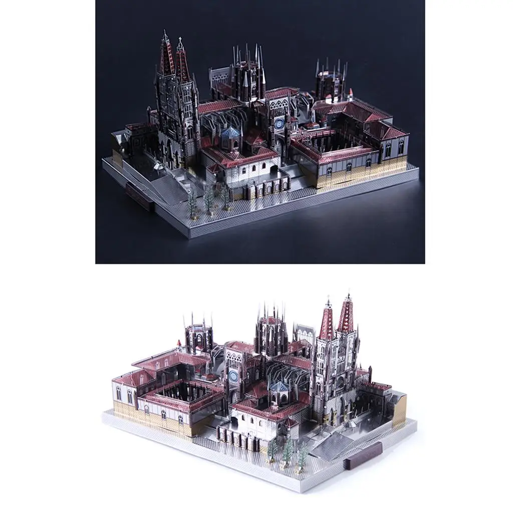 Analyste de construction de modèles de sculpture d'art en métal 3D, ensemble de jeu, cathédrale CON