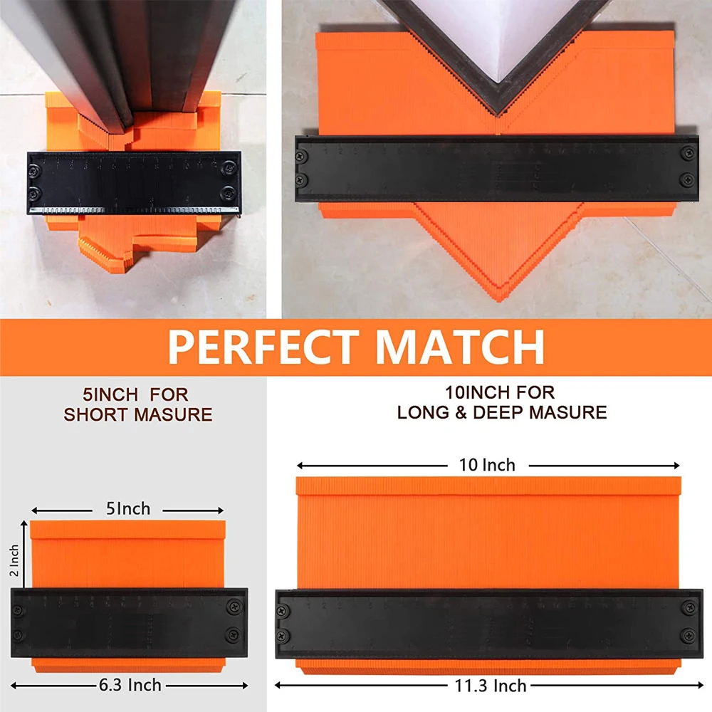 New Adjustable Lock Contour Gauge Profile Duplicator Tool Alloy Edge Shaping Wood Measure Ruler Laminate Tiles Meethulp Gauge