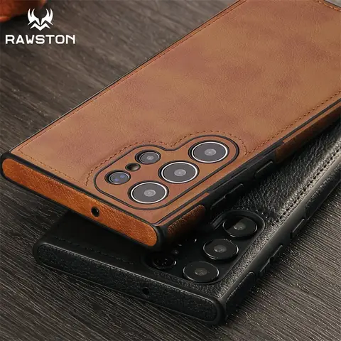 Luxury Vintage PU Leather Case for Samsung S25 Ultra S24 Plus S23 S22 S24Ultra Slim Camera Shockproof Soft Bumper Back Cover