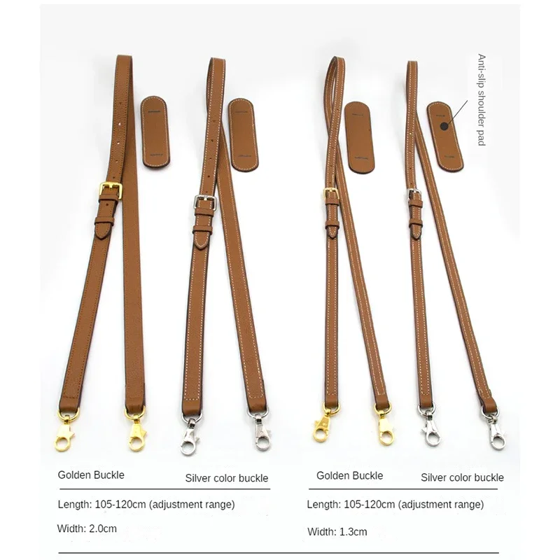 High Quality Genuine Leather Shoulder Bag Strap DIY Solid Color Cross Body Adjustable Bag Belt Replacement Strap Bag Accessories