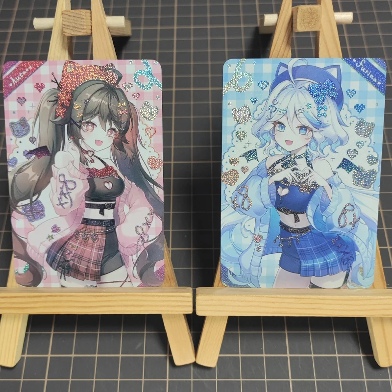 DIY Project Furina X Hu Tao Flash Card Two Types of Flashes 2 Sheets Per Set Anime Peripheral Game Collection Card Holiday Gift