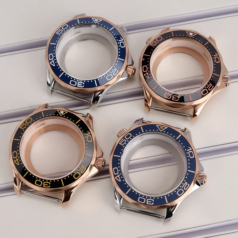 NH35 Gehäuse 41mm Roségold für Seamaster 300 316L Edelstahl Uhrengehäuse Passend für NH35 NH36 Uhrwerk 31mm Zifferblatt Uhrenbox 20mm Armband – Detail 3