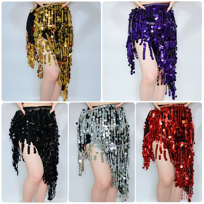 

5 Color New Belly Dance Hip Scarf Women Oriental Bellydance Belt Wrap Skirt With Small Bead Pieces Belly Dance Costume Hip Scarf