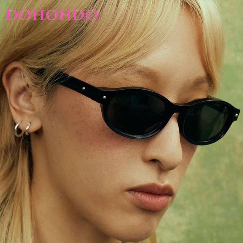 

DOHOHDO 2025 Oval Retro Sunglasses Women Fashion Leopard Champagne Eyewear Fashion Brand Designer Sun Glasses Shades Lady UV400
