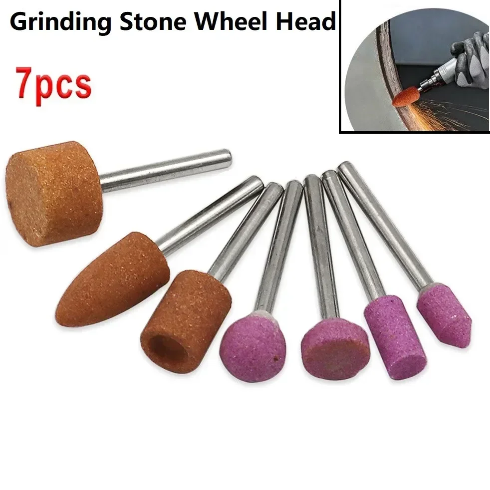 7pcs/Set Abrasive Mounted Stone For Rotary Tools Grinding Stone Wheel Head  Power Tools Accessories