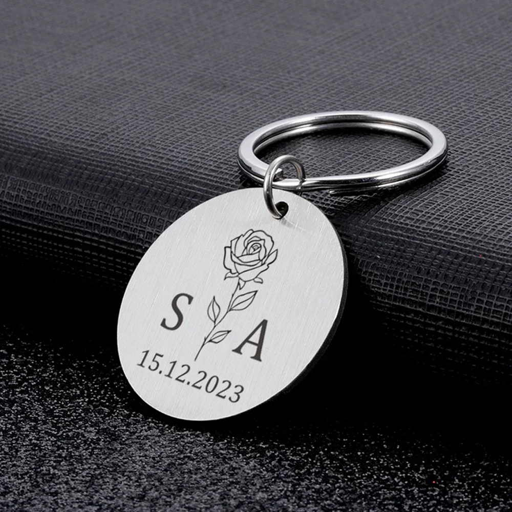 

Valentines Day Keychain Personalized Custom Letters Date Key Chains For Couple Boyfriend Girlfriend Romantic Anniversary Gifts