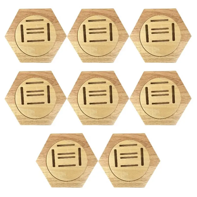 Simple Wooden Medal Rack Hexagonal Wall Medal Rack Decorative Wall Mount Bedroom And Living Room Medal Storage Rack 24PC