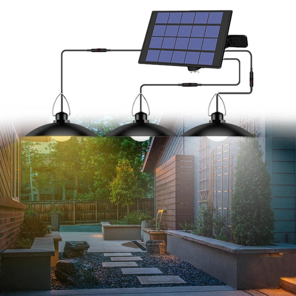 Outdoor Led Solar Light Shed Lights with Panel Waterproof Powered Hanging Porch Home Garden Street Wall Lamp Outdoor Lighting