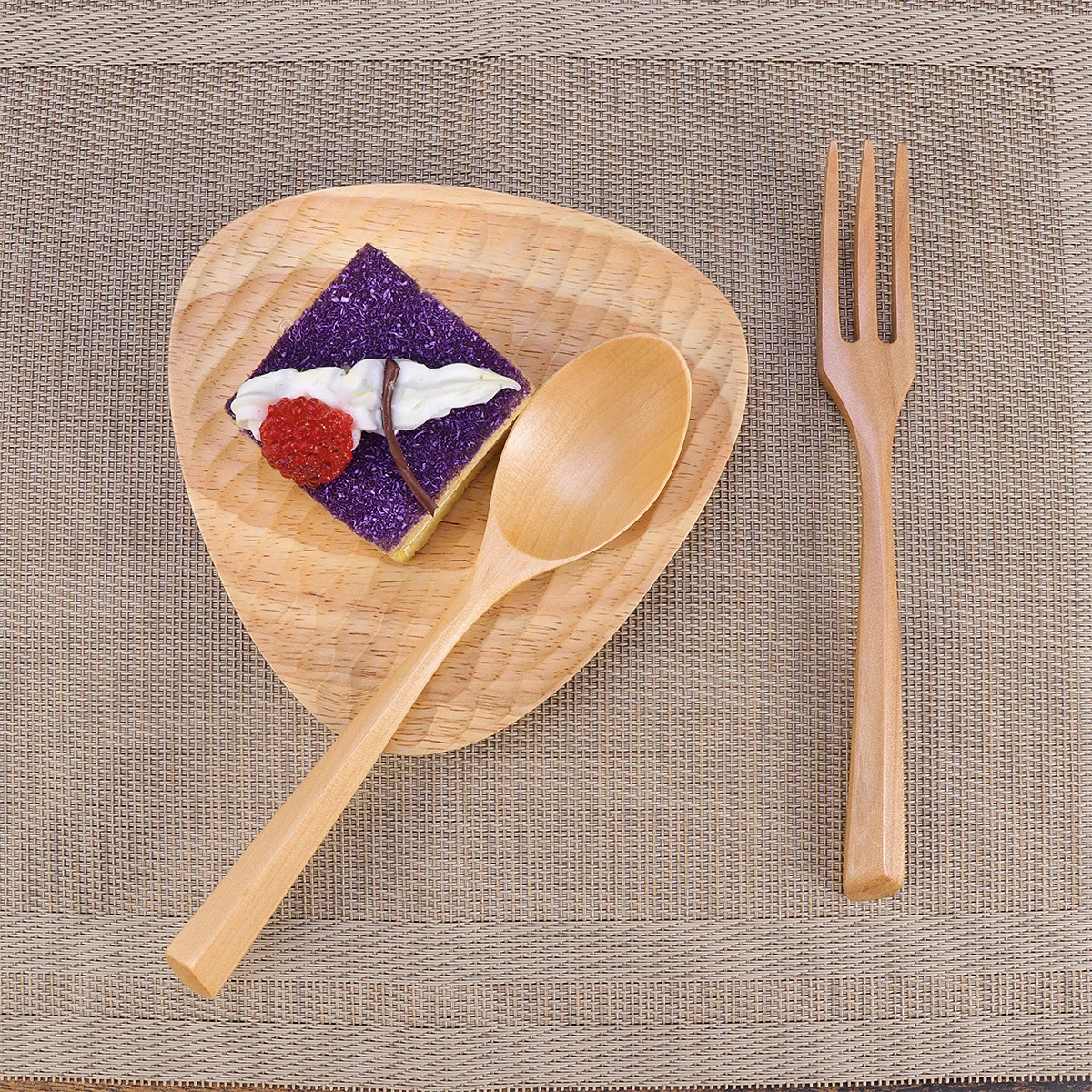 

Wooden Spoon Fork Set Smooth Lightweight Portable Kitchen Supplies Bamboo Tableware Set Lunch