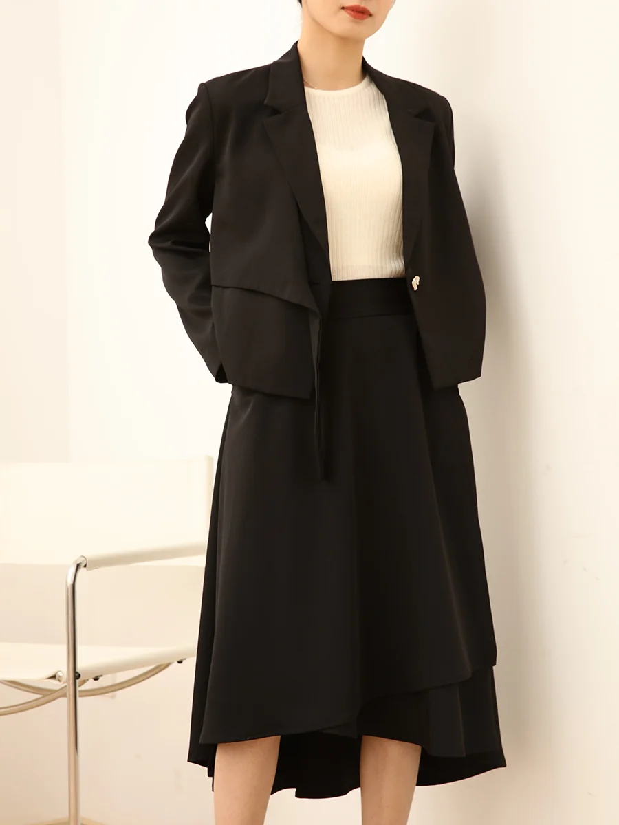 

Original High Waist Anti-Wrinkle Versatile Midi Skirt for Women Autumn Winter Drapey Loose Color Skirts