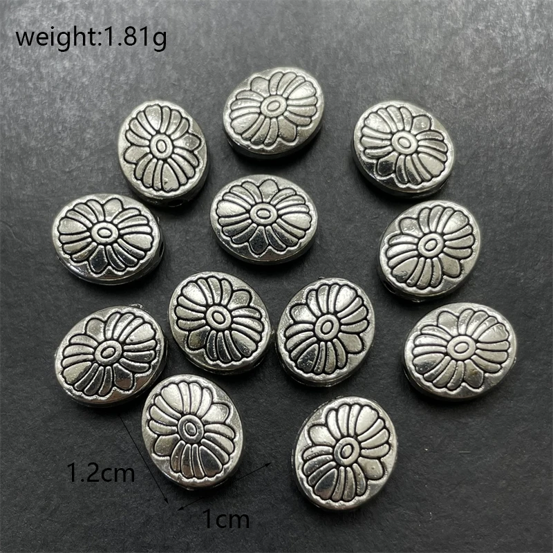 3-color Oval Spacer Bead Carving Various Flowers Shape Bracelet Gasket DIY Jewelry Making Necklace Earring Connector Accessories