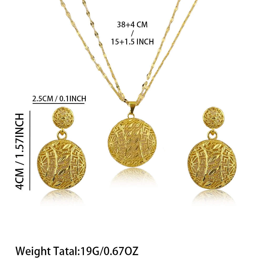 Dubai 24K vergoldet verzogene Geometrie Halskette Ohrringe Schmuckset für Frauen African Indian Nigeria Braut Hochzeit Party Geschenk – Detail 2