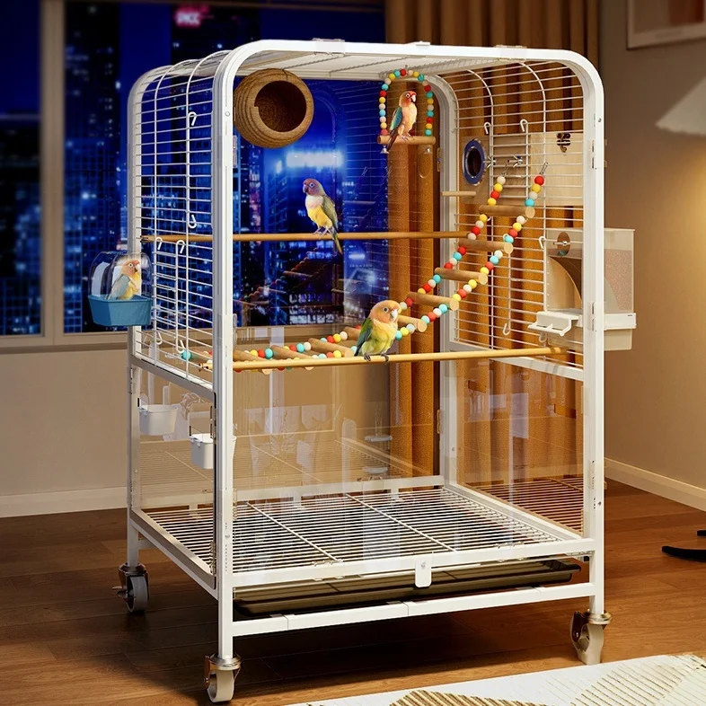 2026 New Arrival Modern Classic Panoramic View Wild Bird House Iron Macaw Pet Cage Plastic Tray Pallet Box Packing Outdoor Use
