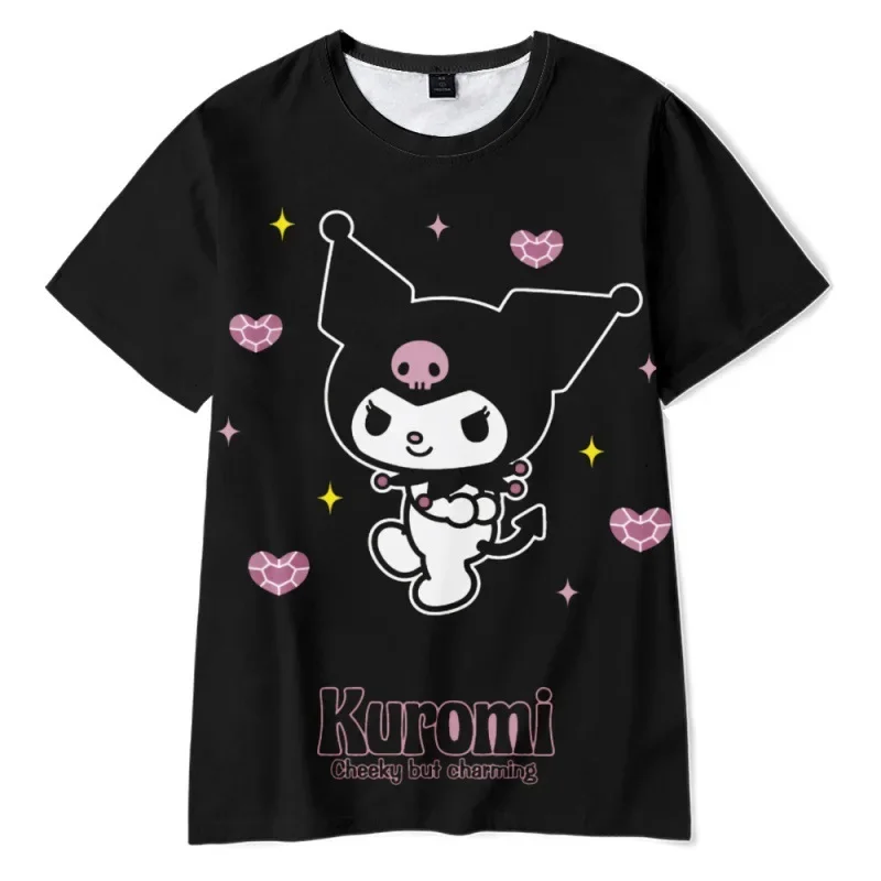 2024 Anime Cartoon Summer Kuromi T-shirt 3D Printing Cartoon Clothes Street Cute Children Girls Fashion T-shirt Casual Tops