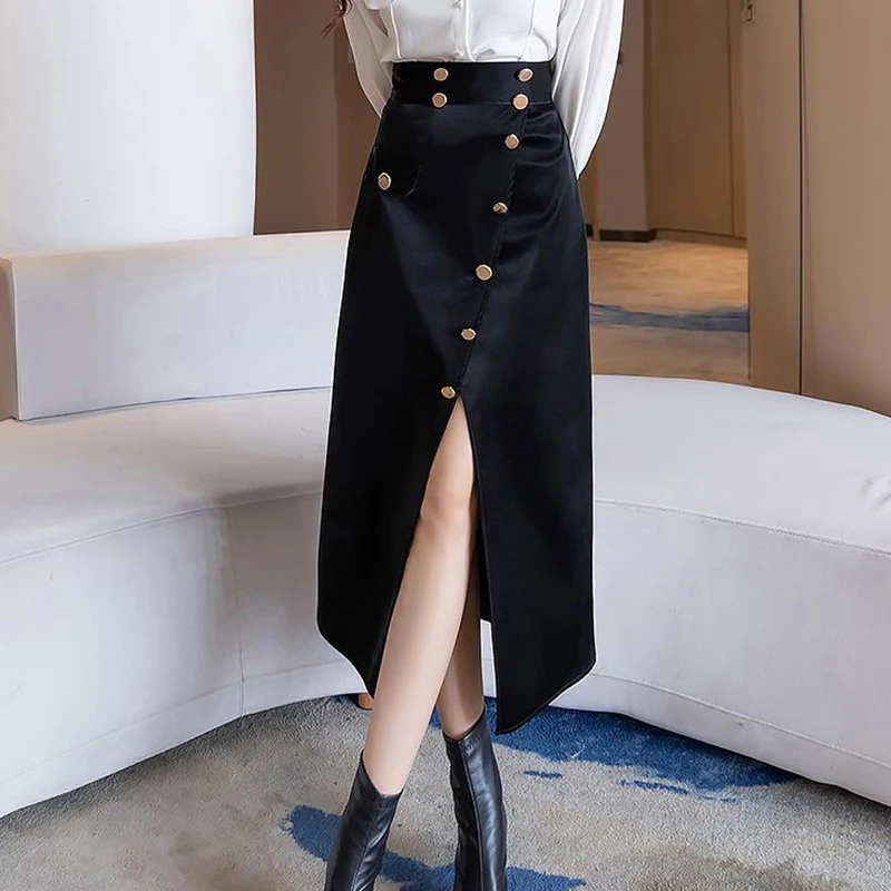 

Spring, Autumn and Winter Skirt Children 2022 New Fashionable Irregular High Waist Skirt Split Sexy Hip Half length Dress