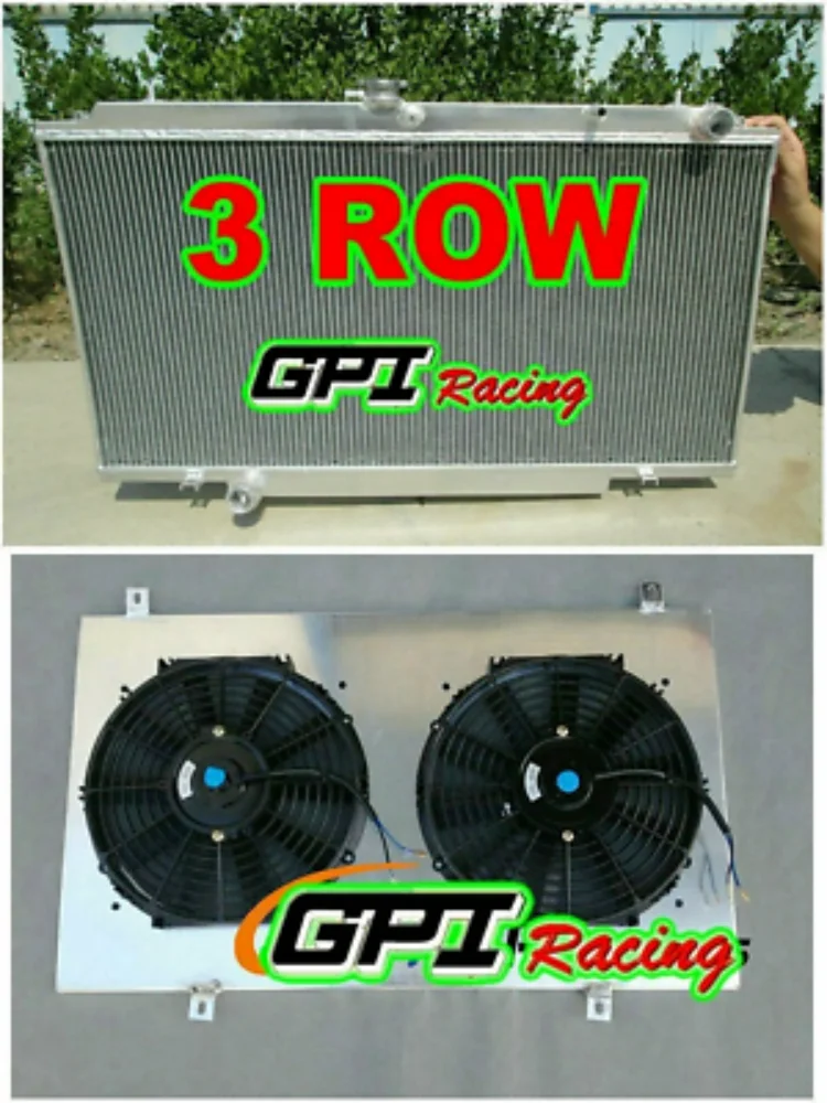 3 Row Aluminum Shroud+Fans+Aluminum For NISSAN GU Patrol Y61 2.8 3.0 TD 4.2L AT 1997-2001