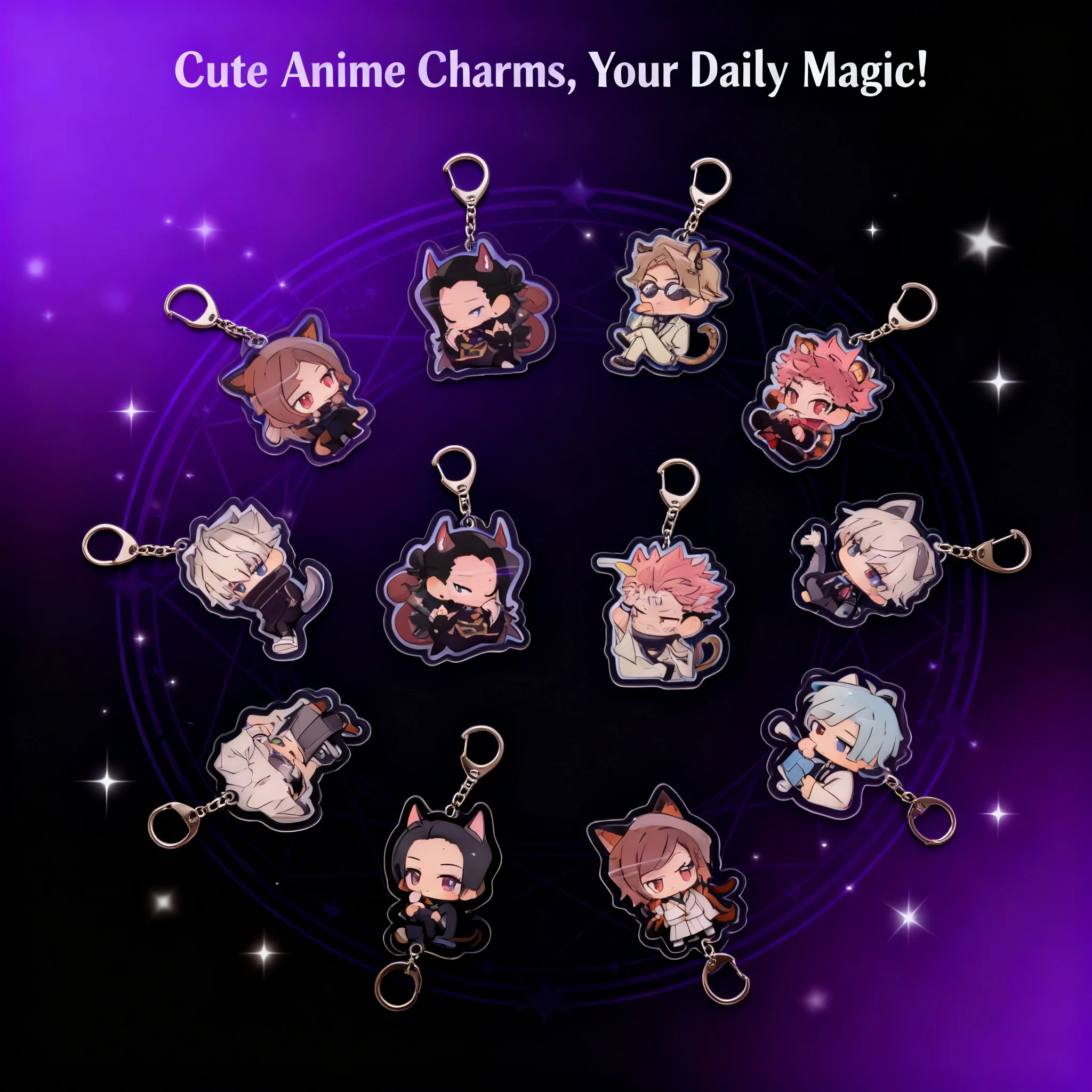 

Новый акриловый брелок Jujutsu Kaisen: мультяшные персонажи Сатору Годжо и Мегуми Фушигуро, многослойный дизайн, аксессуары для трансграничной торговли