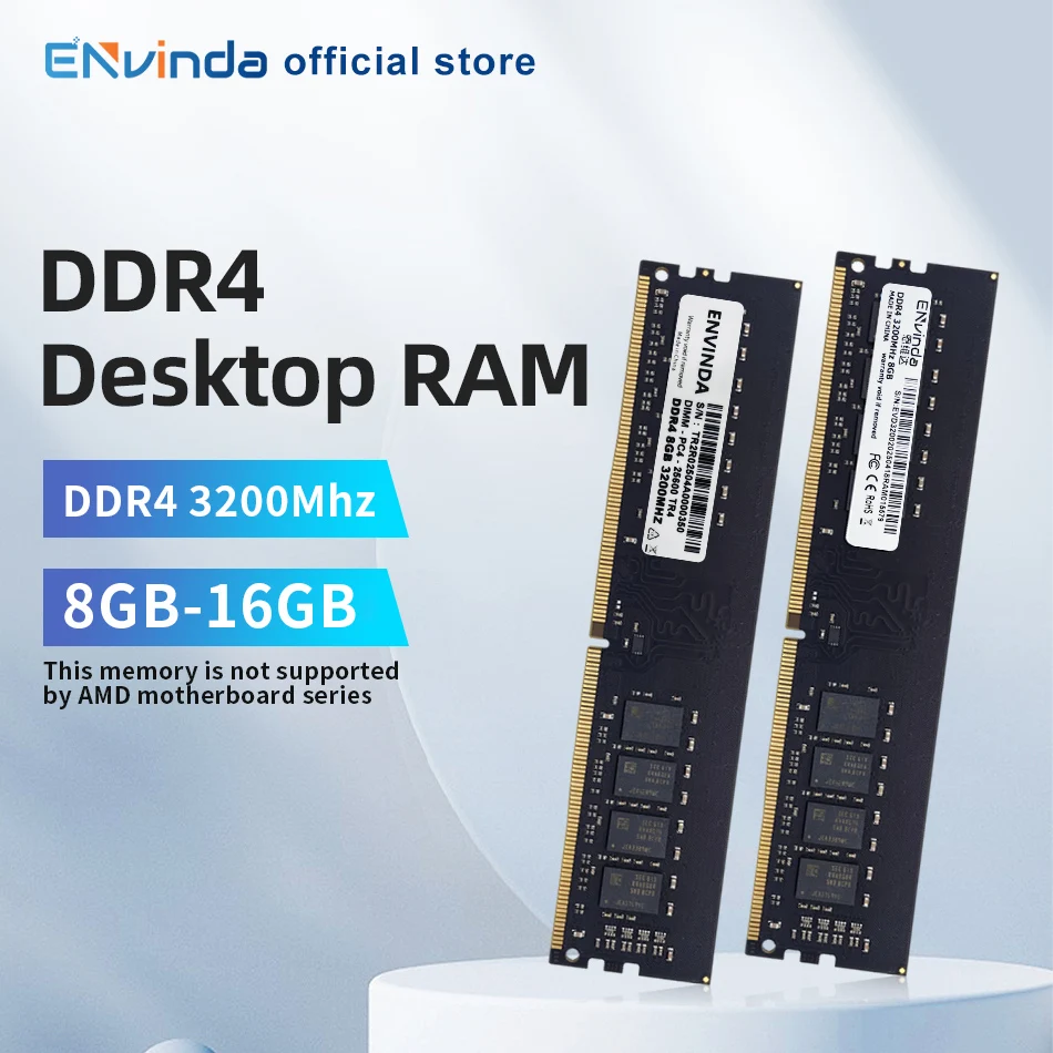 ENVINDA DDR4 PC RAM mémoire 8GB 16GB 3200MHz DIMM ordinateur de bureau mémoire Rams pas de prise en charge carte mère AMD