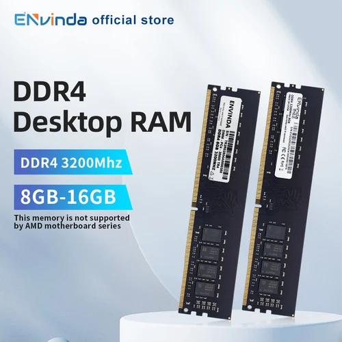 Imagen 1 del producto Memoria RAM para PC ENVINDA DDR4, 8GB, 16GB, 3200MHz, DIMM, Memoria para ordenador de escritorio, sin soporte, placa base AMD