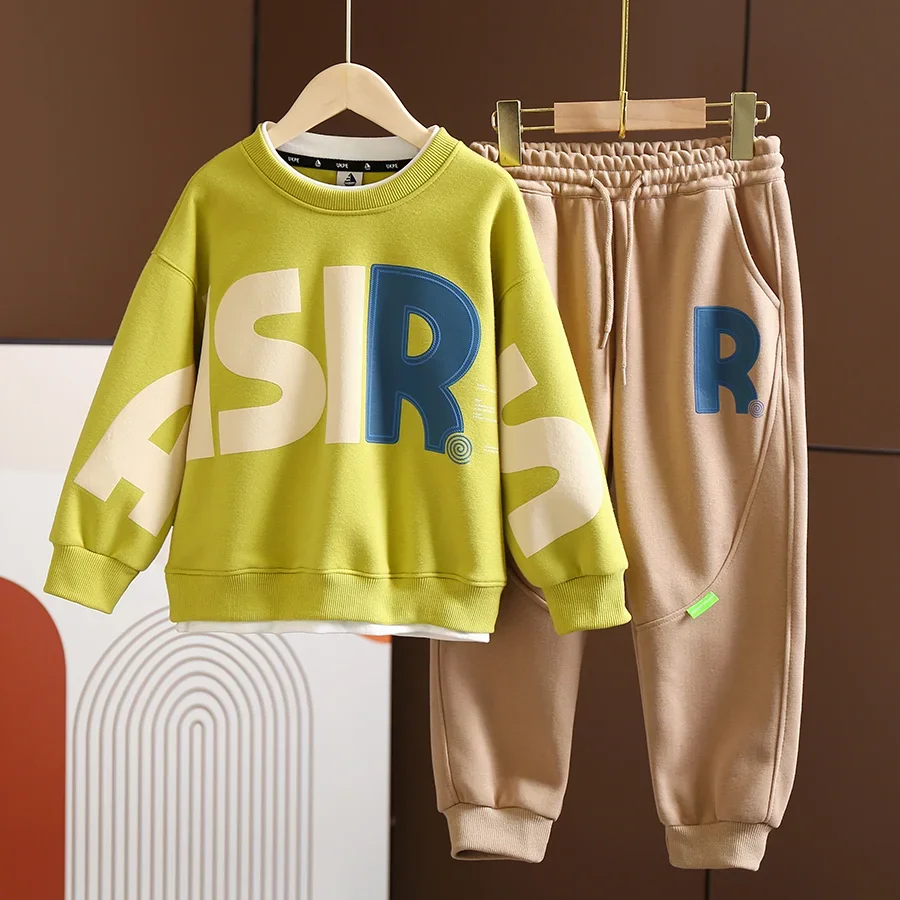 

Spring New Children's Clothing Letters Printing Suit Boy False Two-Piece Sweaters Set 2025