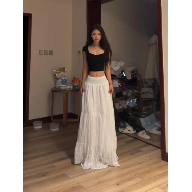 

French Sle Skirt Women's Summer Autumn New High Waist Slimming Mid-Length Versatile A Word Ballet Sle Puffy Cake Skirt A692
