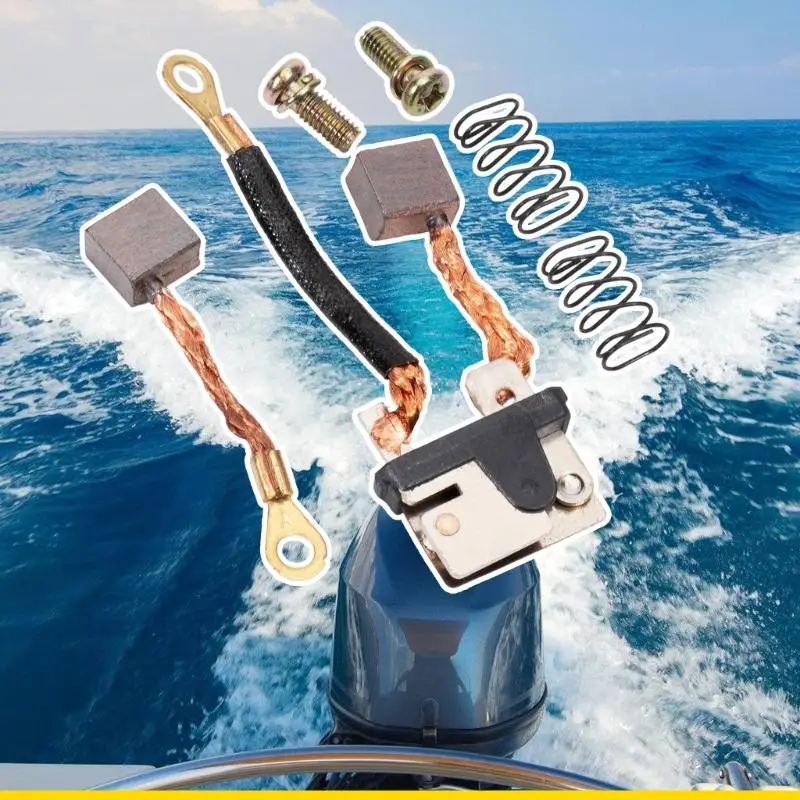 SZCH Boat Carbon Brush Replacement for Trim Motor Maintenance, Service Set with Copper Leads Screws and Listed 115 130 150