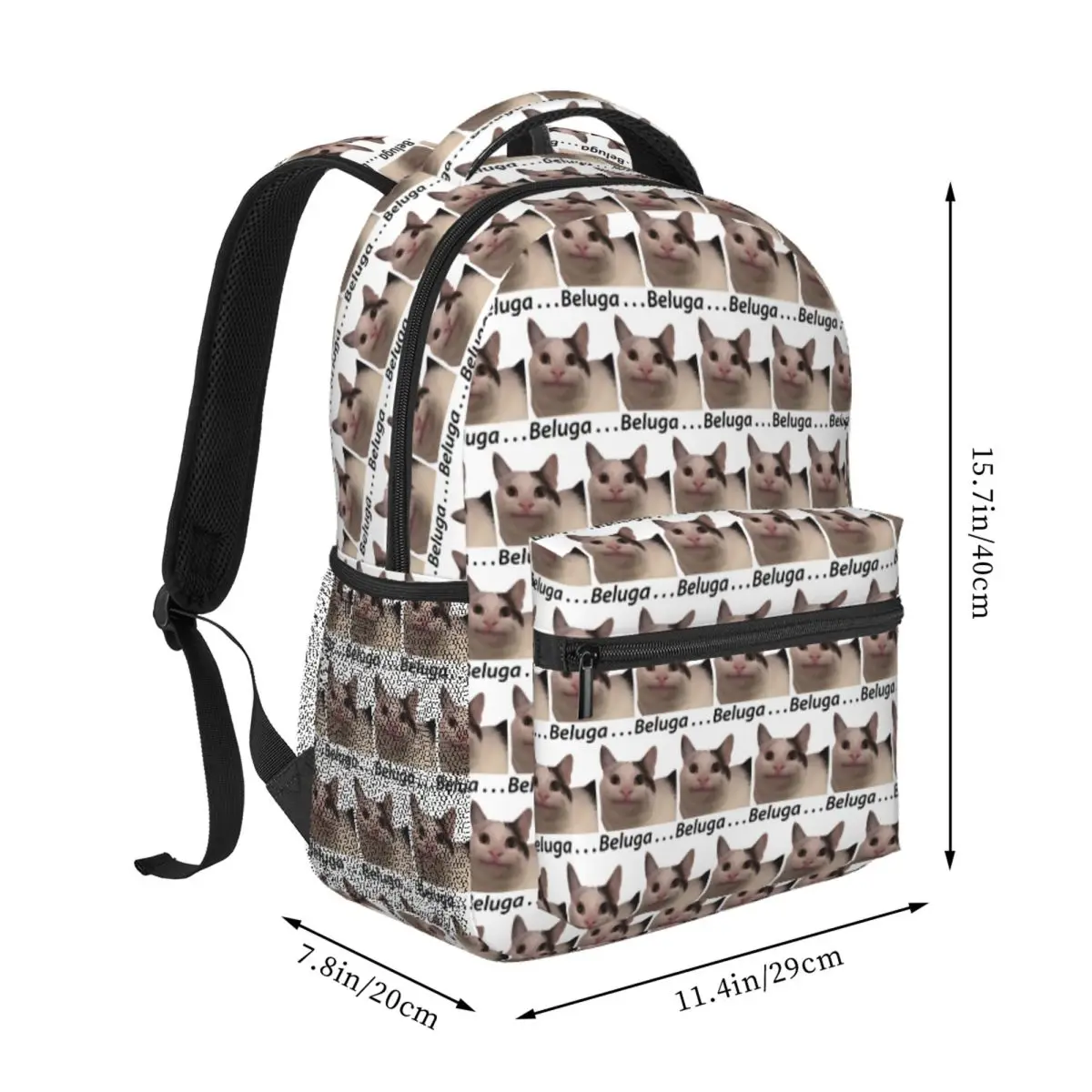 Beluga Catback S Backpack Student BookBag Children School Bag Laptop Shoulder Bags for Men Women