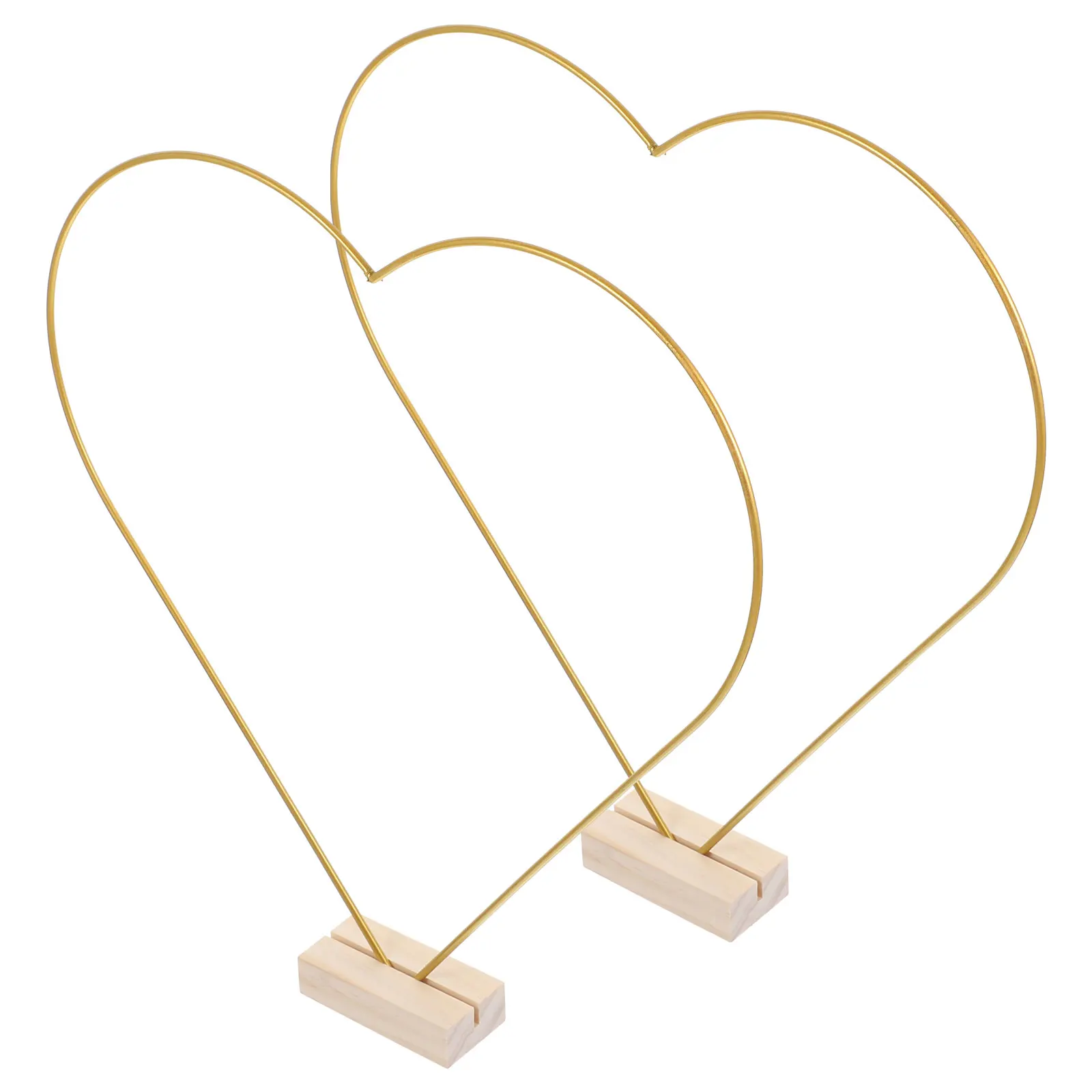 

Wooden Base Hoop Floral Wreath 30cm Wire Heart Wreath Frame 2 Sets Natural Stand DIY Craft Iron Rings Table Decor Wedding