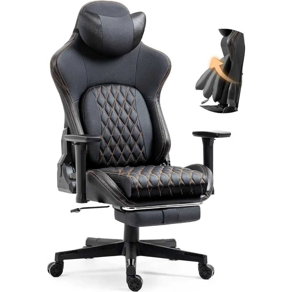 

%a Gaming Chair with Footrest, Ergonomic Gaming Chair for Heavy People for Adult, Big and Tall Office PC Chair Gaming, 400LBS,B