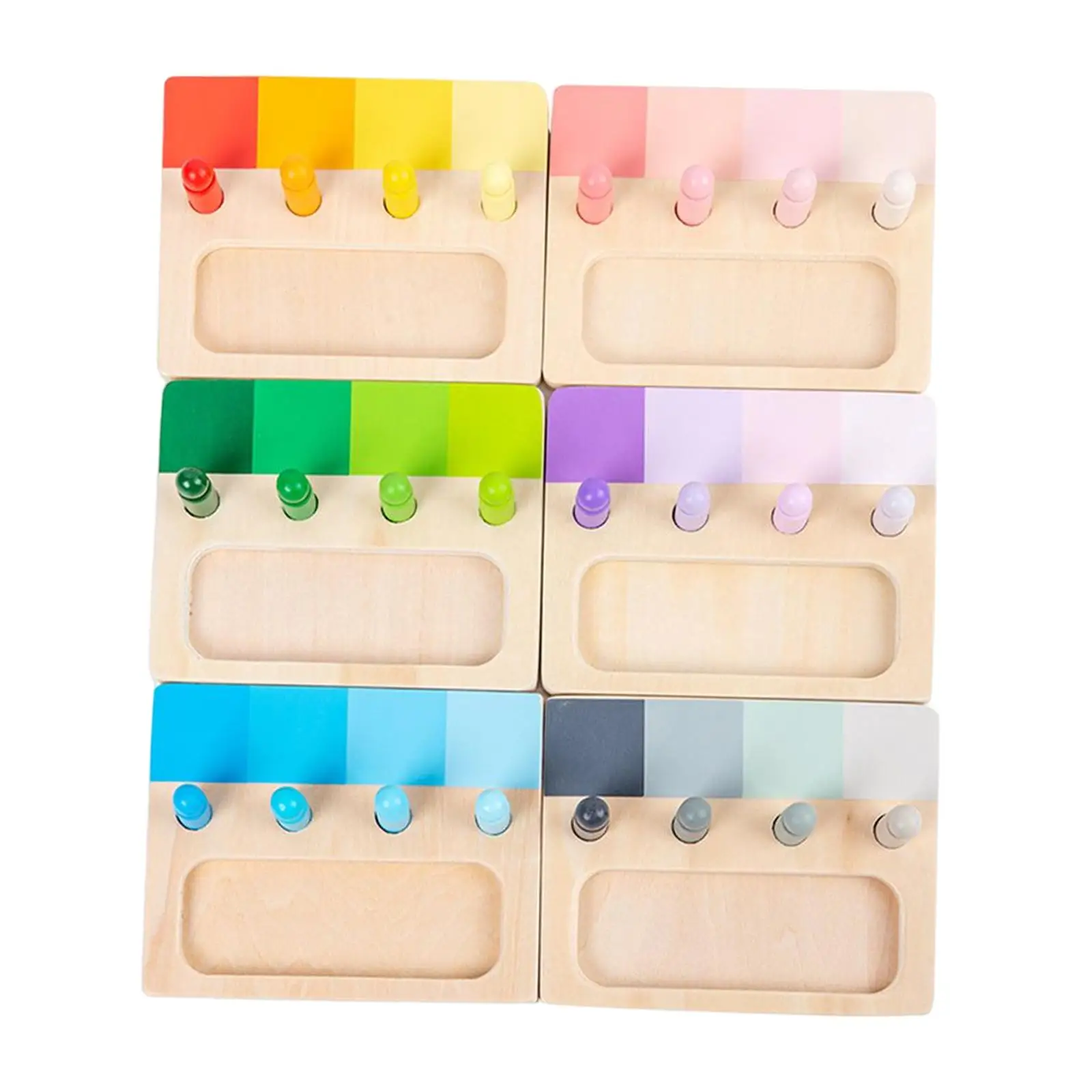 Paleta de cores para aprendizagem precoce, brinquedos educativos, montessori para o exercício, 6 partes