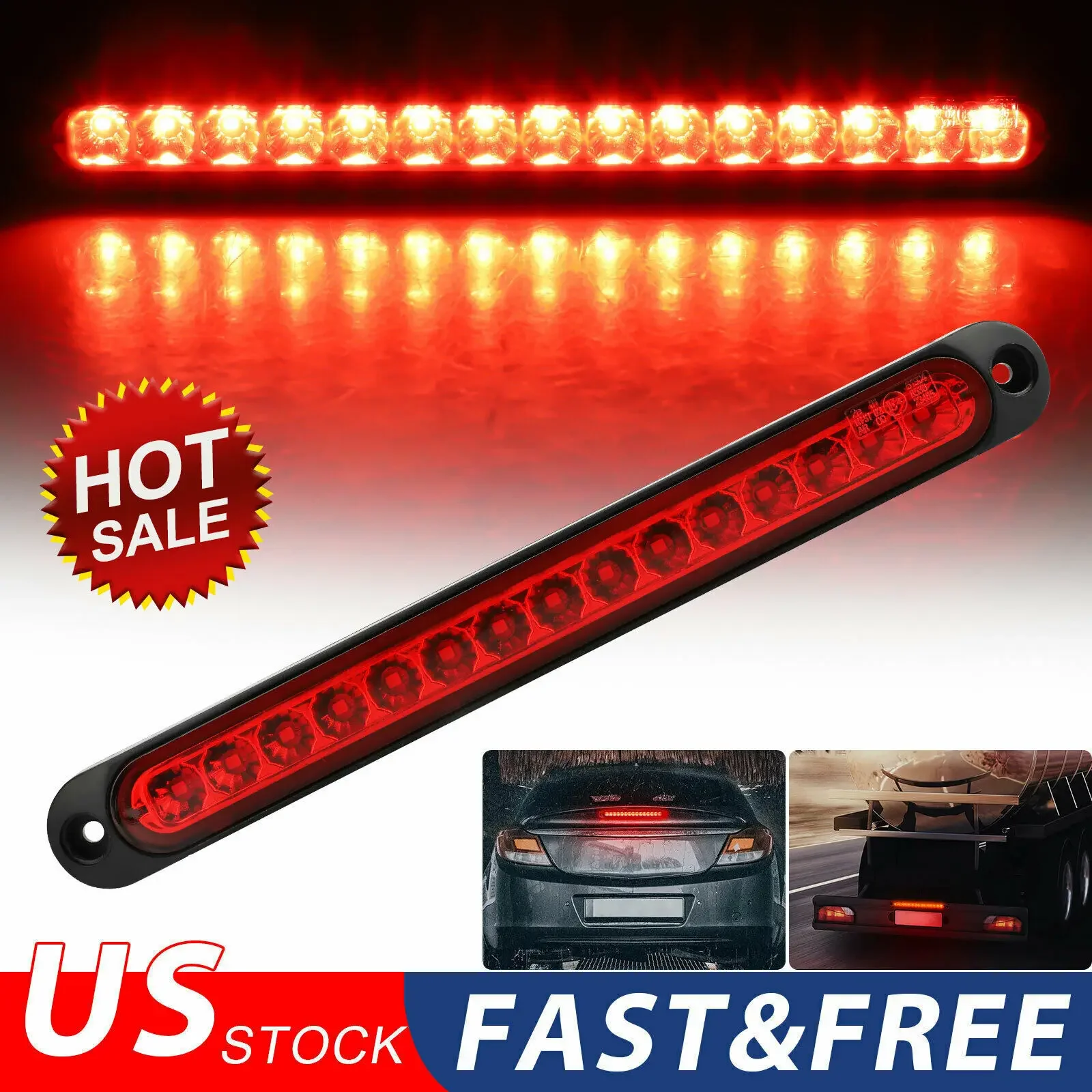 1 Piece 24V LED Car Light Bar 12V Red Third Brake Light Rear Light Signal Side Marker Turn Signal Stop Warning Lamp High Mount