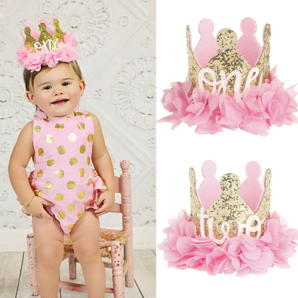 New Princess Baby Girl 1st Birthday Party Flower Crown Party Headband Hairband