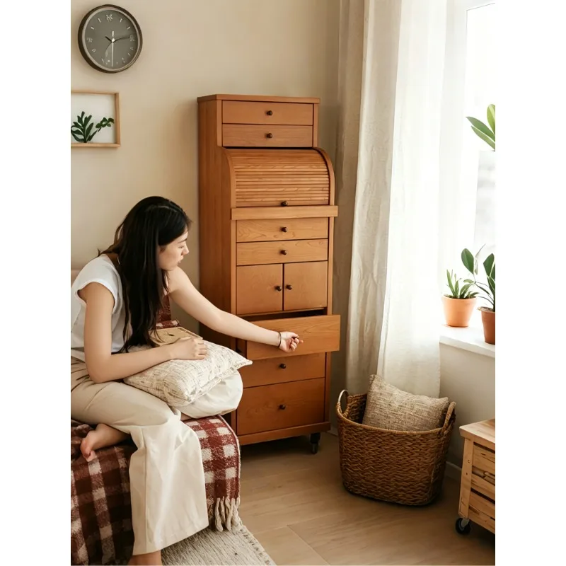 Medieval Wutong Roller Curtain Cabinet Bedroom Jewelry Storage Cabinet