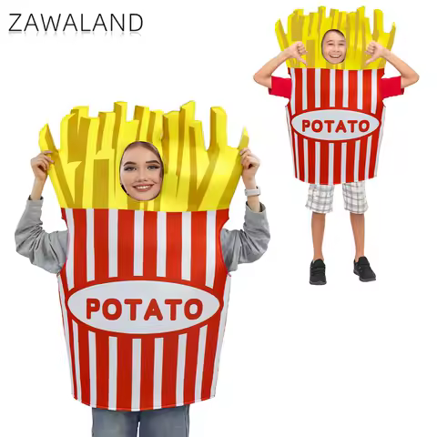 ZAWALAND Cosplay French Fries Halloween Costume Mother Daughter Suit Party Funny Food Snack Sponge Clothing Performance Show