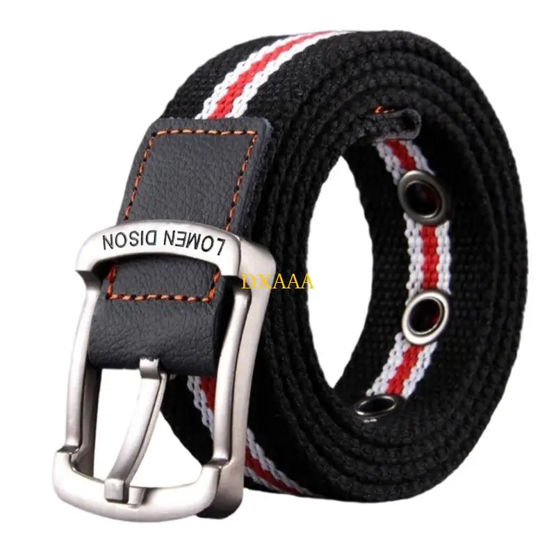 DXAA Canvas Waistband With Metal Pin Buckles Training Belt For Student Outdoor Enthusiasts And Casual Fashion Styling