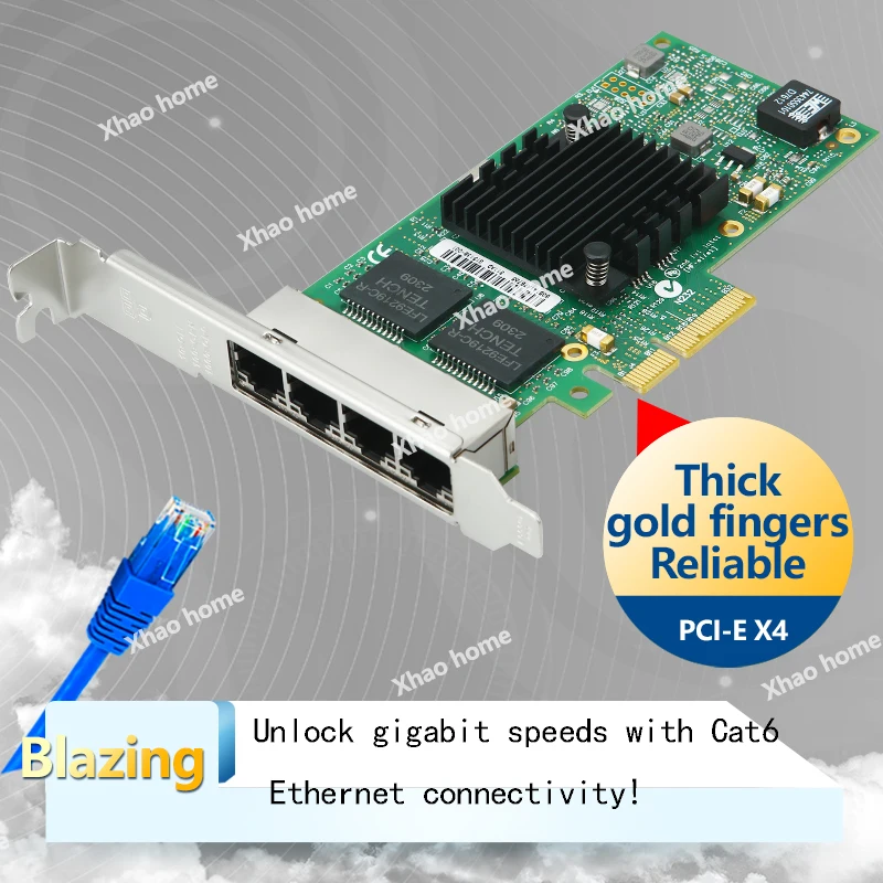인텔 I350AM4 T4 PCIe x4 4포트 기가비트 이더넷 카드, 포트당 1Gbps, Rj45 플러그 앤 플레이(드라이버 불필요), 자동 웨이크온랜(WOL) 지원
