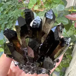 200-300g Natural Black Smoky Quartz Crystal Cluster Mineral Healing Spirit Energy Home Office Aquarium Decoration Gift