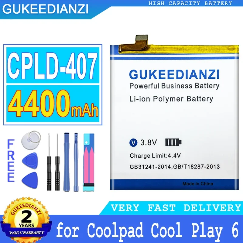 

GUKEEDIANZI Battery CPLD-407 for Coolpad Cool 1 Cool1 Play 6 Play 6 COR-I0 VCR-A0 Big Power Battery, 4400mAh