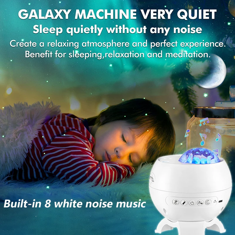 Aurora Star Projector Lamp 2024 Galaxy Starry Sky Atmosphere Light Northern Lights USB Rechargeable Small Nightlight Speaker