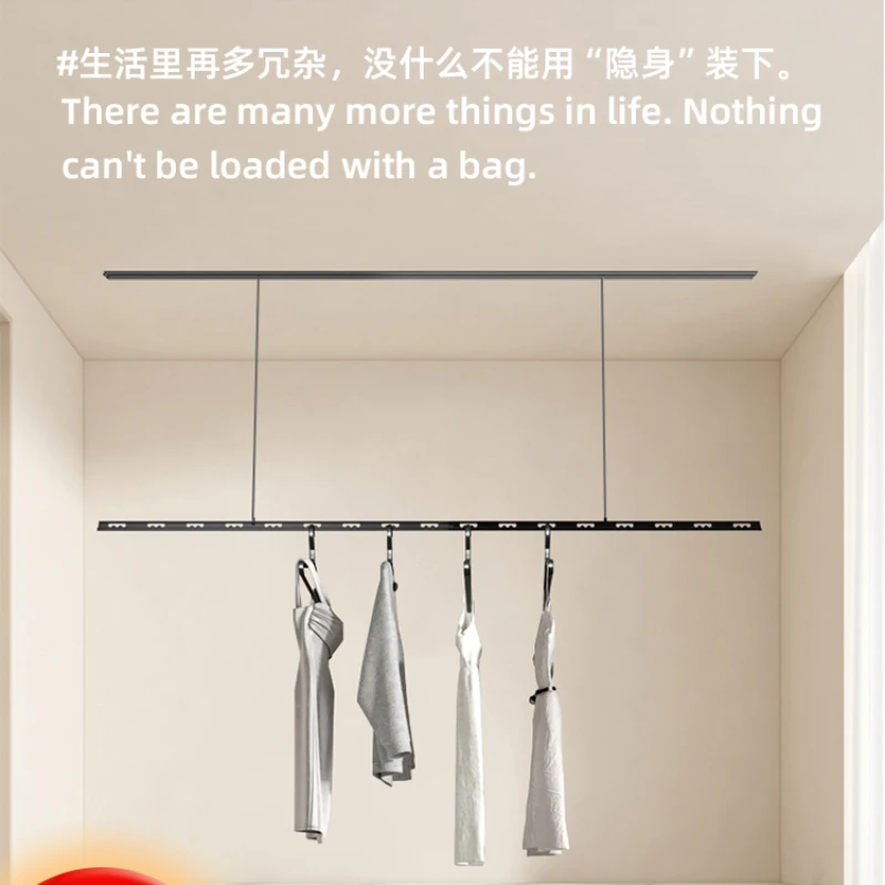 Embedded remote control hidden balcony household full-automatic lifting full-hidden clothes drying rod