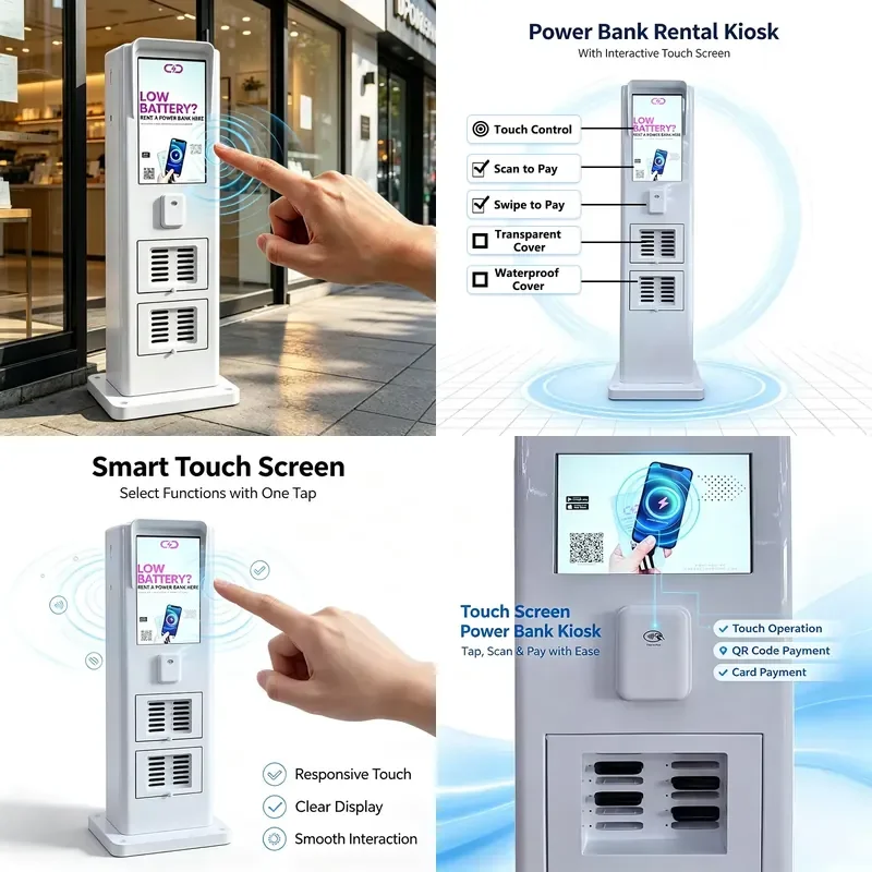 for Phone Charging Vending Machine Touch Screen Advertising Sharing Power Bank Station Outdoor Cafe Waterproof Power Bank